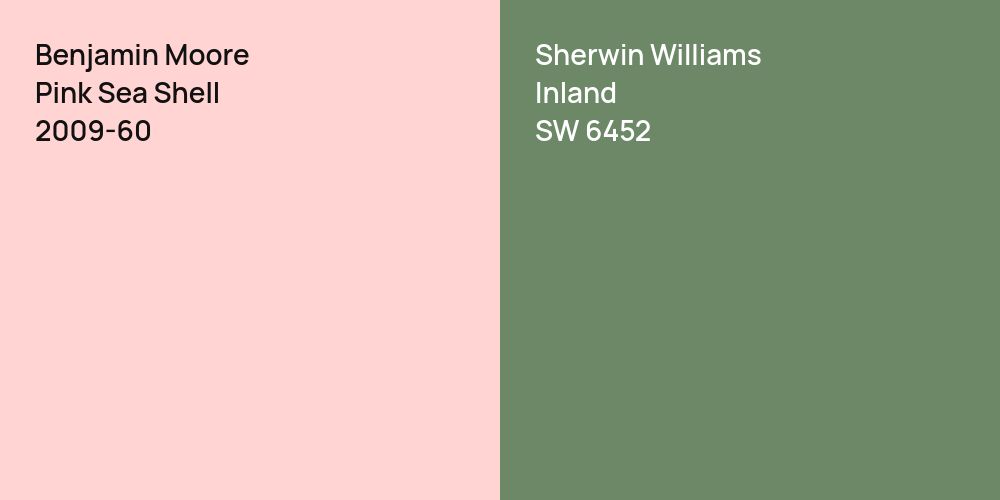 Benjamin Moore Pink Sea Shell vs. Sherwin Williams Inland