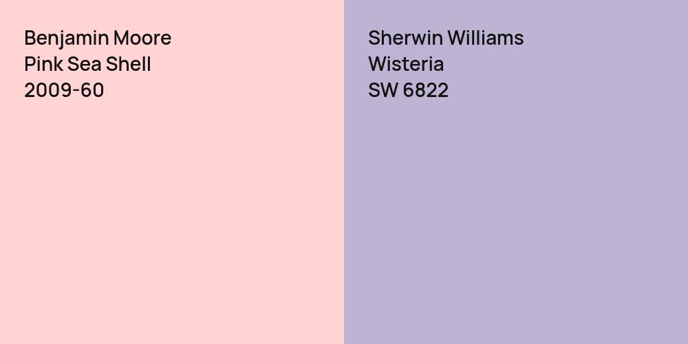 Benjamin Moore Pink Sea Shell vs. Sherwin Williams Wisteria