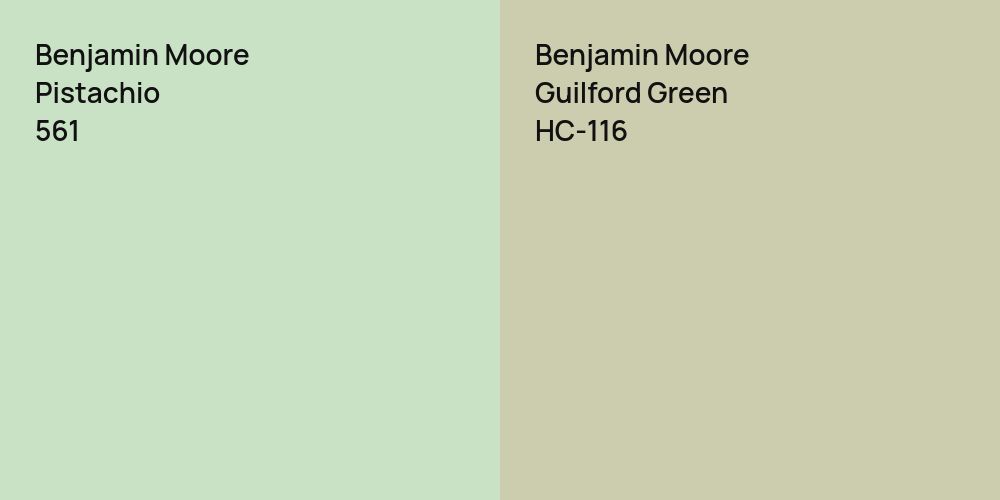 Benjamin Moore Pistachio vs. Benjamin Moore Guilford Green