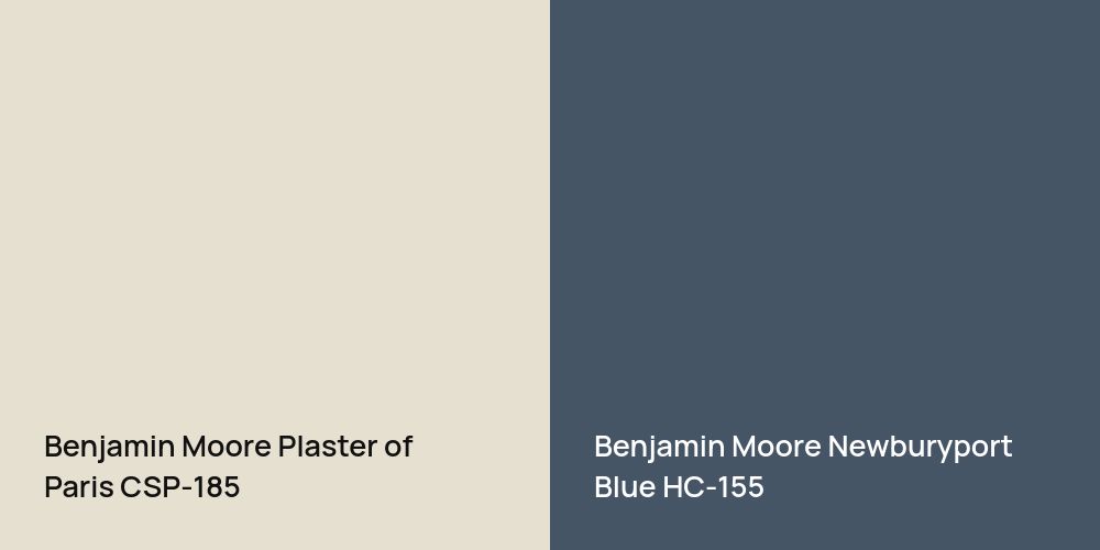 Benjamin Moore Plaster of Paris vs. Benjamin Moore Newburyport Blue