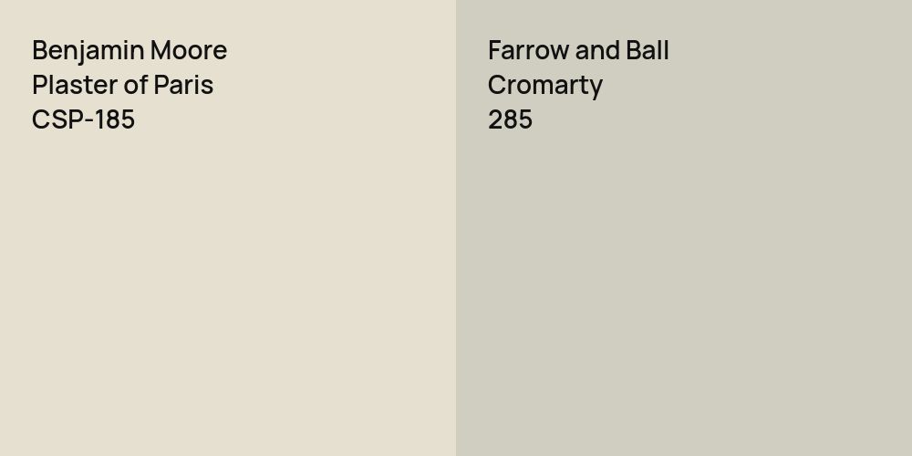 Benjamin Moore Plaster of Paris vs. Farrow and Ball Cromarty