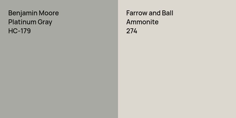 Benjamin Moore Platinum Gray vs. Farrow and Ball Ammonite