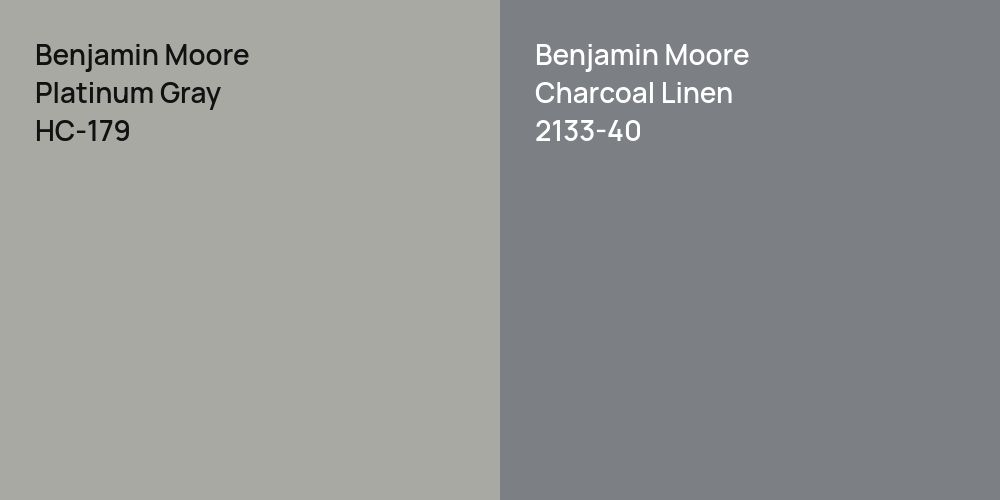 Benjamin Moore Platinum Gray vs. Benjamin Moore Charcoal Linen