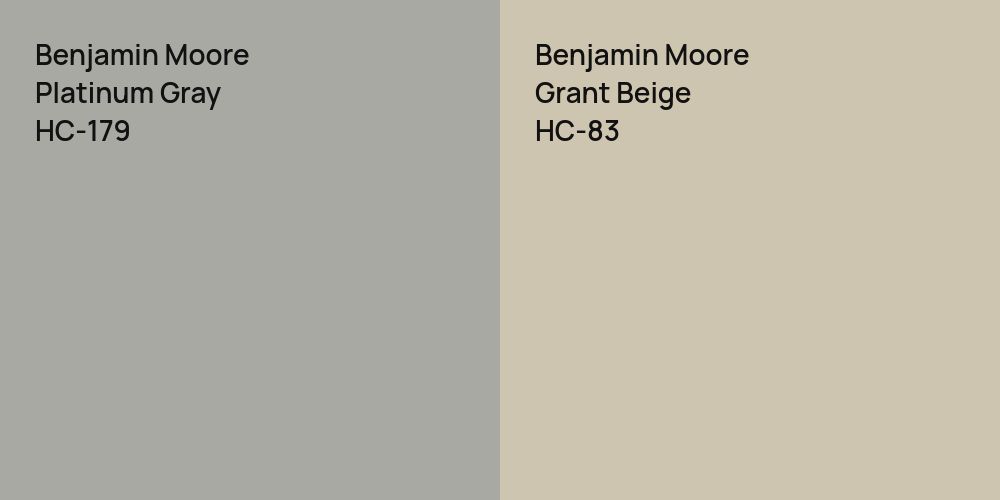 Benjamin Moore Platinum Gray vs. Benjamin Moore Grant Beige