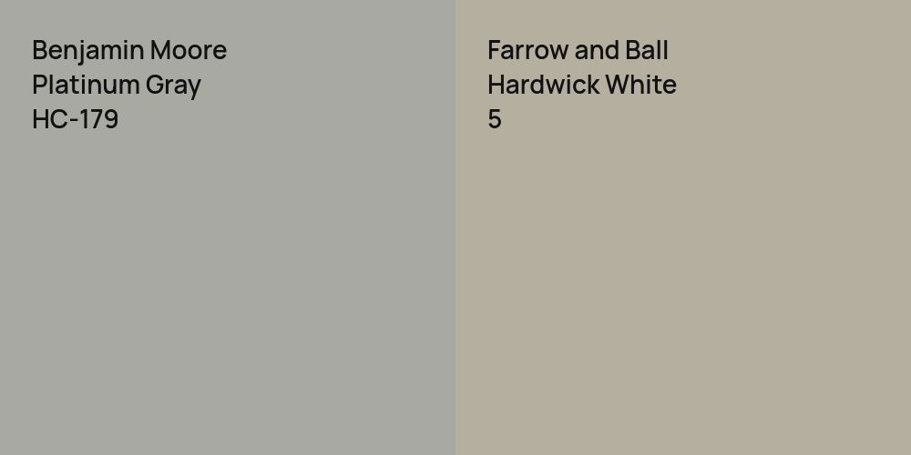 Benjamin Moore Platinum Gray vs. Farrow and Ball Hardwick White