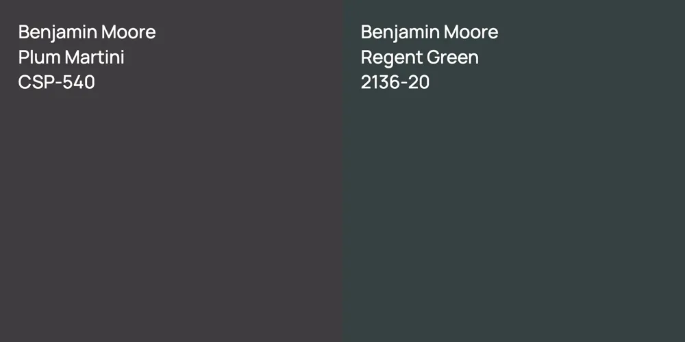 Benjamin Moore Plum Martini vs. Benjamin Moore Regent Green