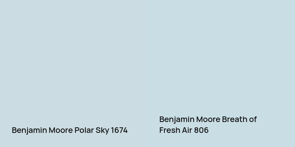 Benjamin Moore Polar Sky vs. Benjamin Moore Breath of Fresh Air