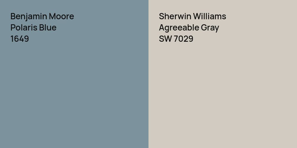 Benjamin Moore Polaris Blue vs. Sherwin Williams Agreeable Gray