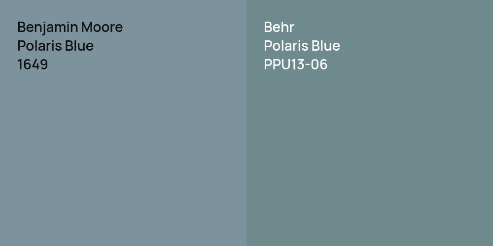 Benjamin Moore Polaris Blue vs. Behr Polaris Blue