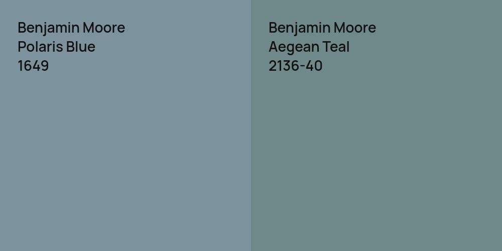 Benjamin Moore Polaris Blue vs. Benjamin Moore Aegean Teal