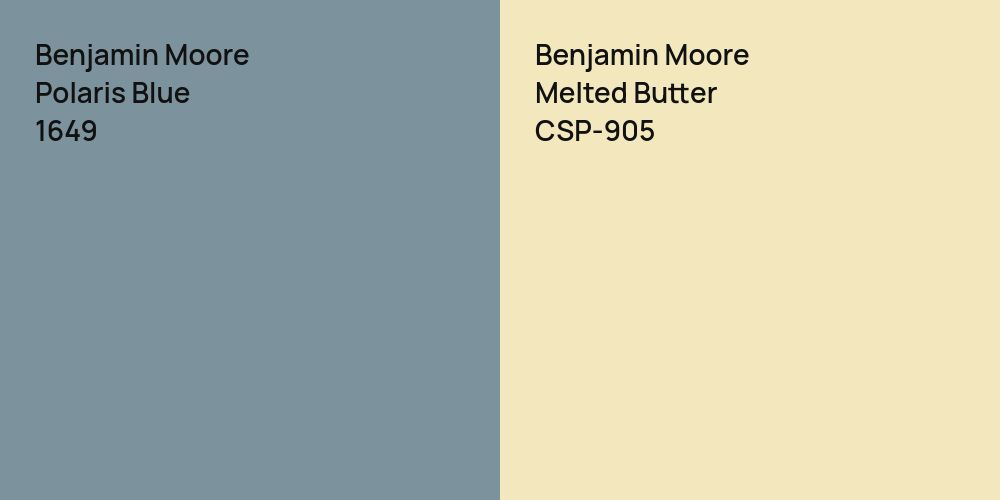 Benjamin Moore Polaris Blue vs. Benjamin Moore Melted Butter