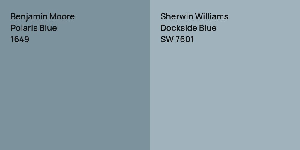 Benjamin Moore Polaris Blue vs. Sherwin Williams Dockside Blue