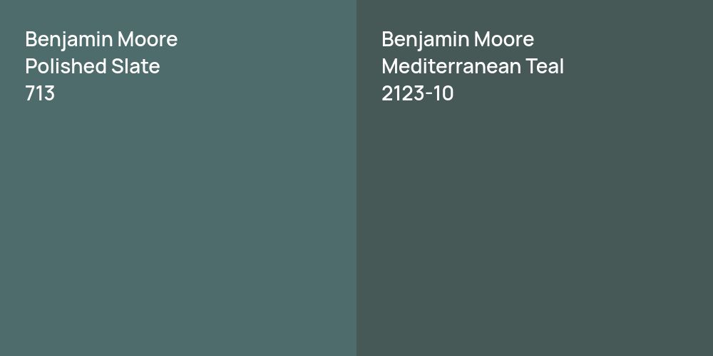 Benjamin Moore Polished Slate vs. Benjamin Moore Mediterranean Teal