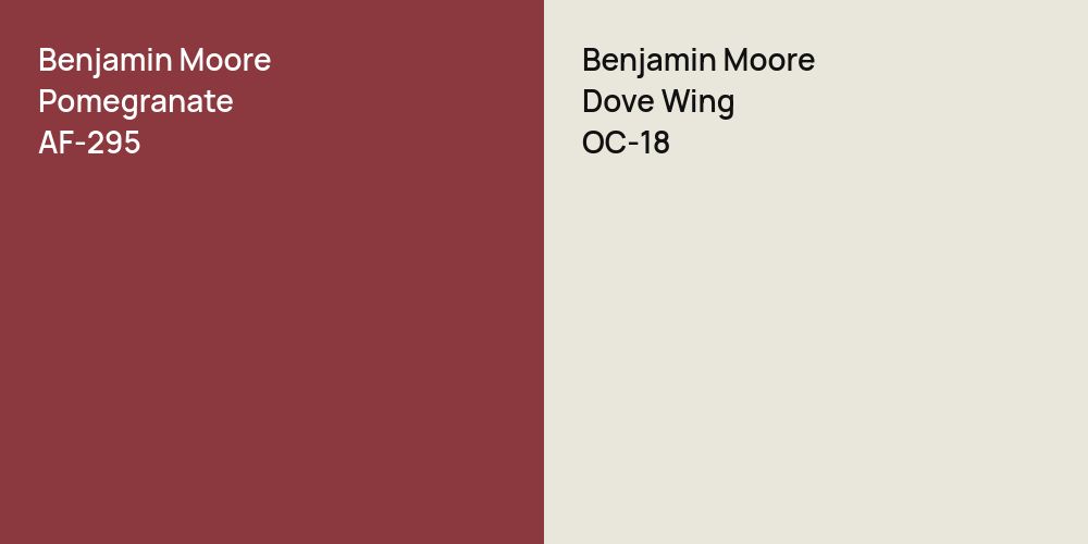 Benjamin Moore Pomegranate vs. Benjamin Moore Dove Wing