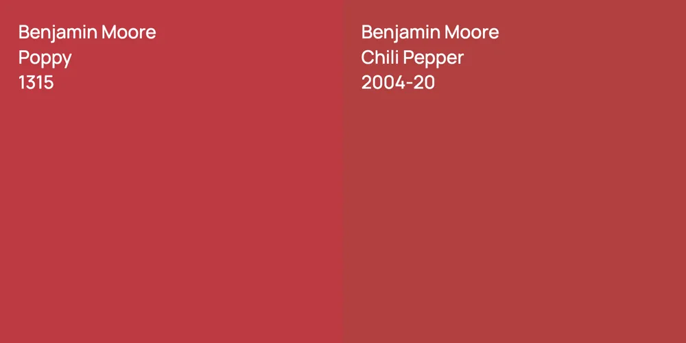 Benjamin Moore Poppy vs. Benjamin Moore Chili Pepper