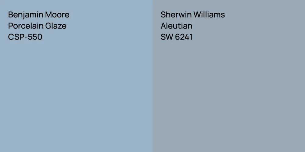 Benjamin Moore Porcelain Glaze vs. Sherwin Williams Aleutian