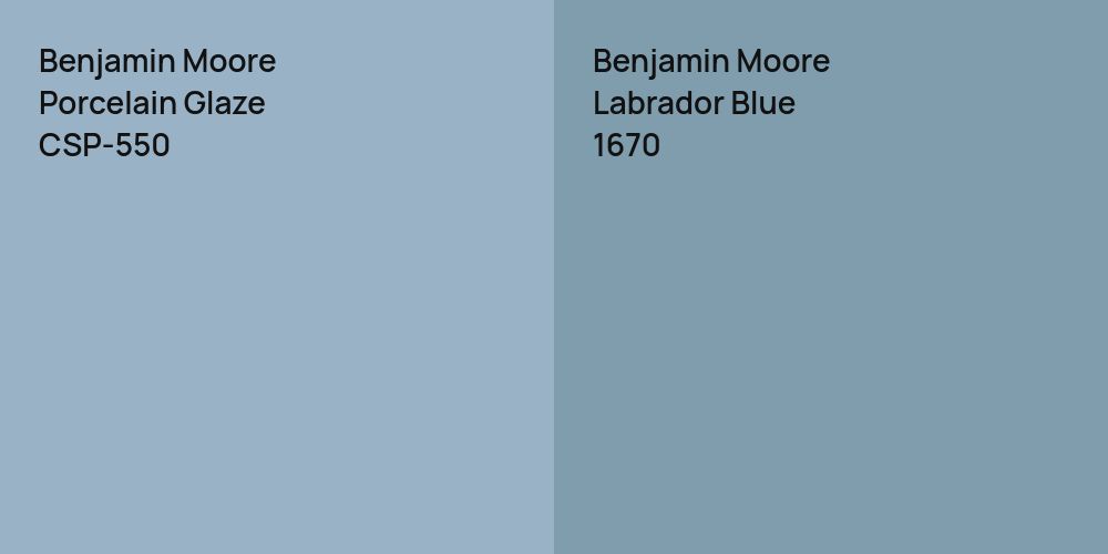 Benjamin Moore Porcelain Glaze vs. Benjamin Moore Labrador Blue