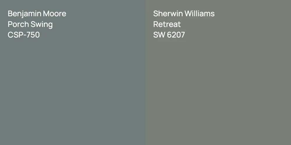 Benjamin Moore Porch Swing vs. Sherwin Williams Retreat