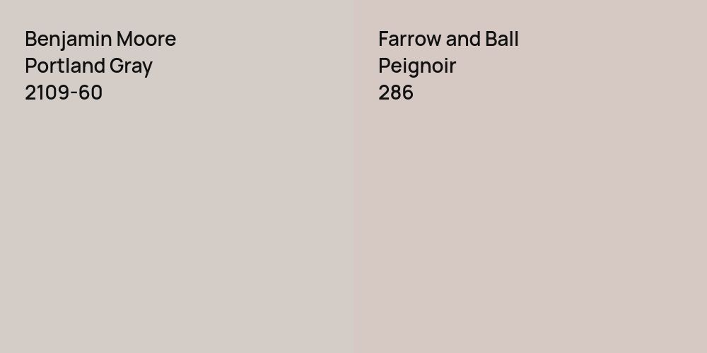 Benjamin Moore Portland Gray vs. Farrow and Ball Peignoir