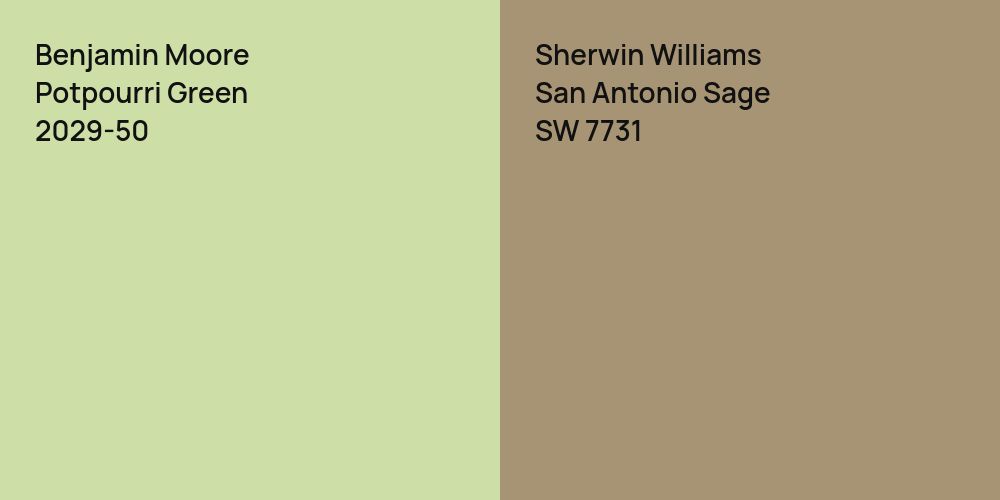 Benjamin Moore Potpourri Green vs. Sherwin Williams San Antonio Sage