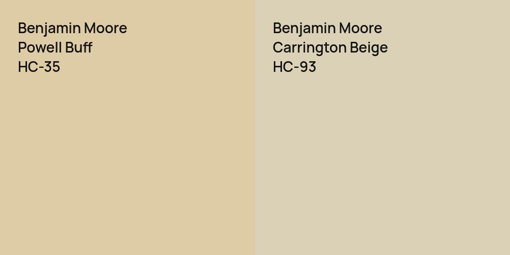 Benjamin Moore Powell Buff vs. Benjamin Moore Carrington Beige