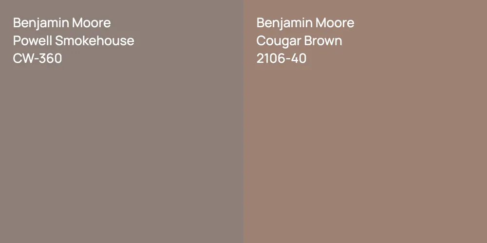 Benjamin Moore Powell Smokehouse vs. Benjamin Moore Cougar Brown