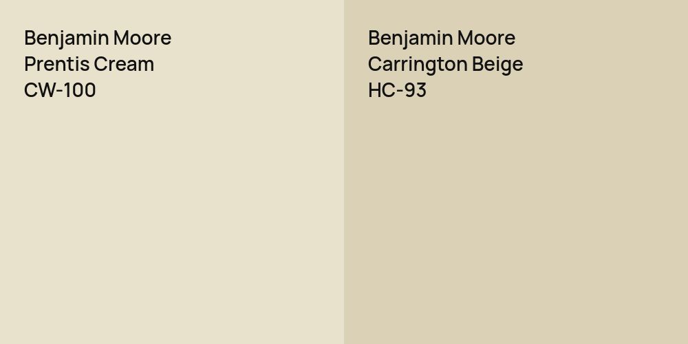 Benjamin Moore Prentis Cream vs. Benjamin Moore Carrington Beige