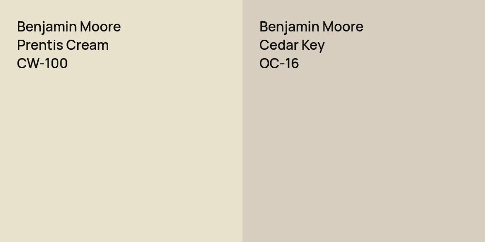 Benjamin Moore Prentis Cream vs. Benjamin Moore Cedar Key