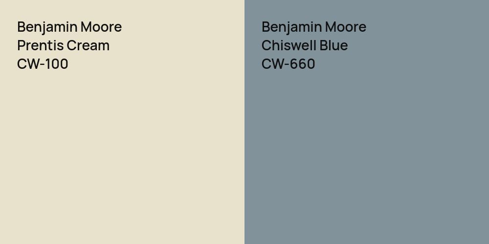 Benjamin Moore Prentis Cream vs. Benjamin Moore Chiswell Blue