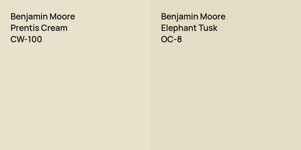 Benjamin Moore Prentis Cream vs. Benjamin Moore Elephant Tusk