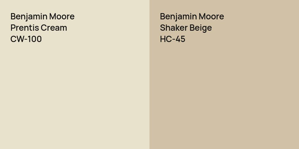 Benjamin Moore Prentis Cream vs. Benjamin Moore Shaker Beige