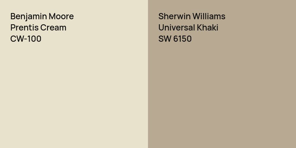 Benjamin Moore Prentis Cream vs. Sherwin Williams Universal Khaki