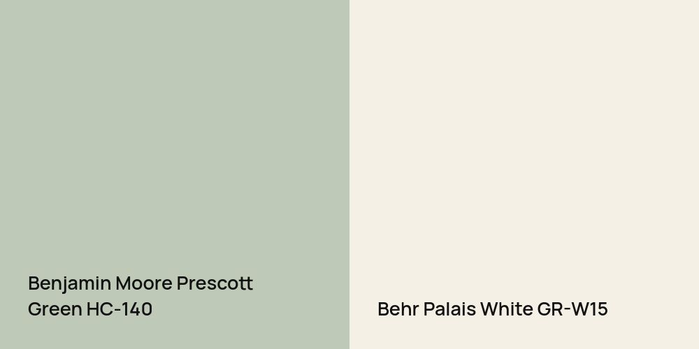 Benjamin Moore Prescott Green vs. Behr Palais White