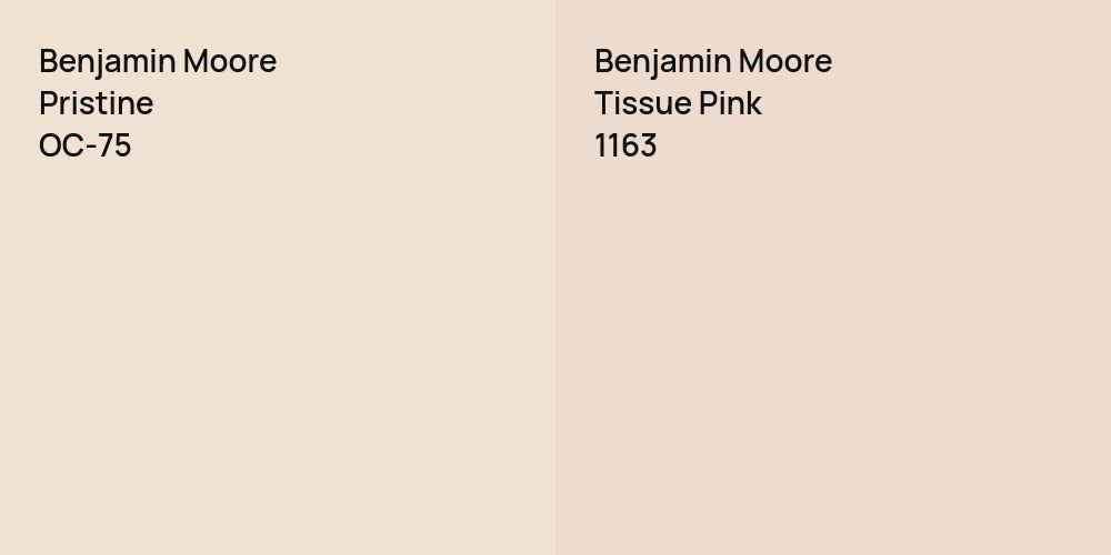 Benjamin Moore Pristine vs. Benjamin Moore Tissue Pink