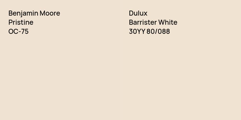 Benjamin Moore Pristine vs. Dulux Barrister White