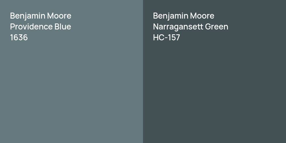 Benjamin Moore Providence Blue vs. Benjamin Moore Narragansett Green