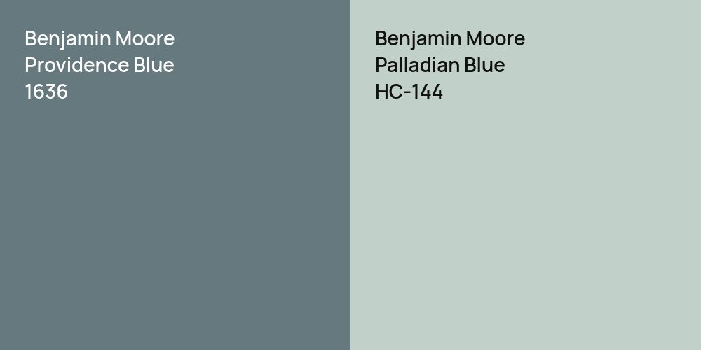 Benjamin Moore Providence Blue vs. Benjamin Moore Palladian Blue