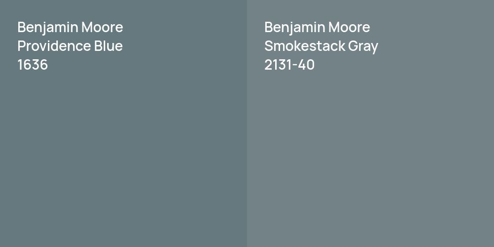 Benjamin Moore Providence Blue vs. Benjamin Moore Smokestack Gray