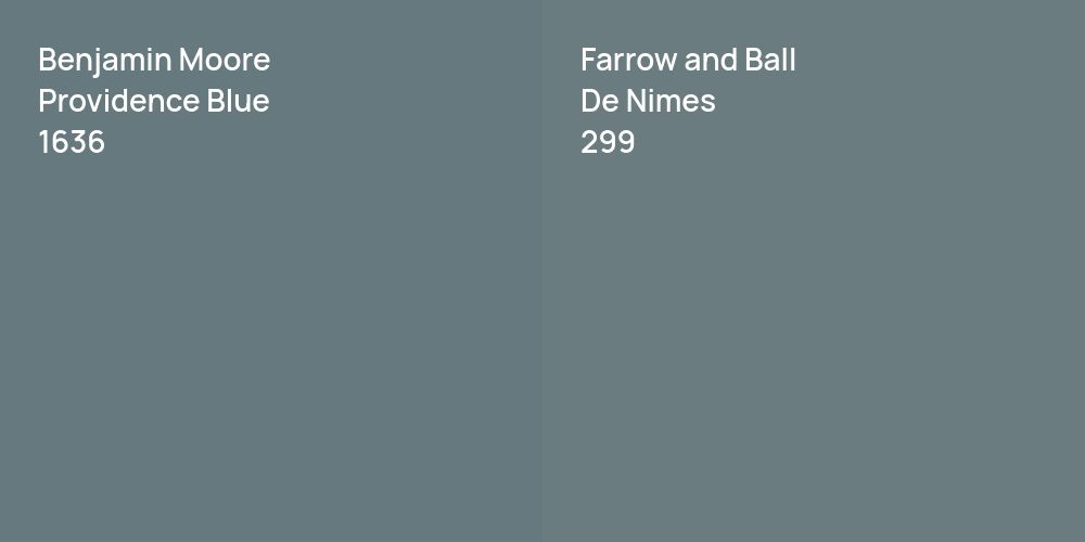 Benjamin Moore Providence Blue vs. Farrow and Ball De Nimes