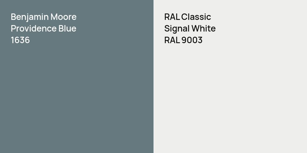 Benjamin Moore Providence Blue vs. RAL Classic Signal White