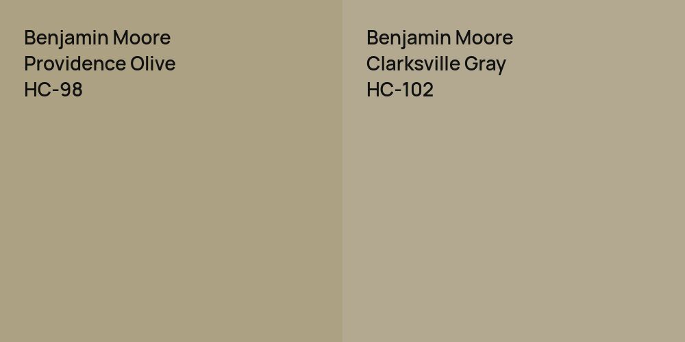 Benjamin Moore Providence Olive vs. Benjamin Moore Clarksville Gray