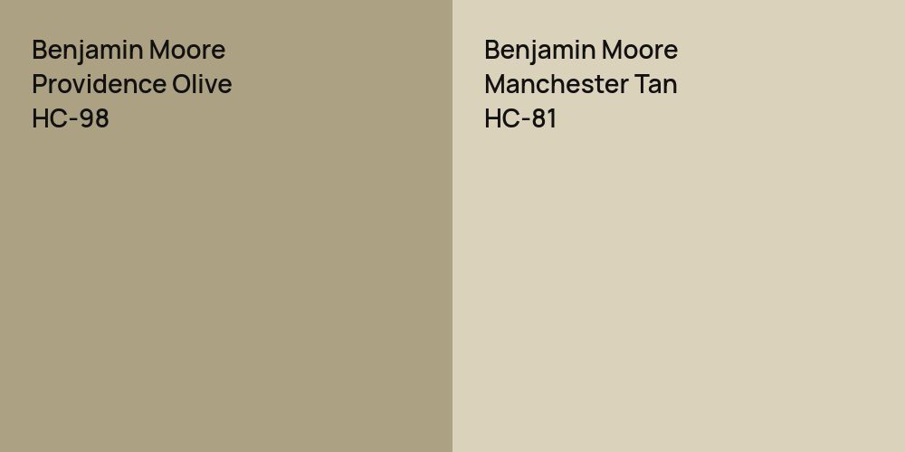 Benjamin Moore Providence Olive vs. Benjamin Moore Manchester Tan