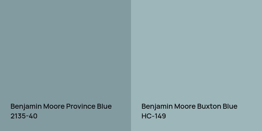 Benjamin Moore Province Blue vs. Benjamin Moore Buxton Blue