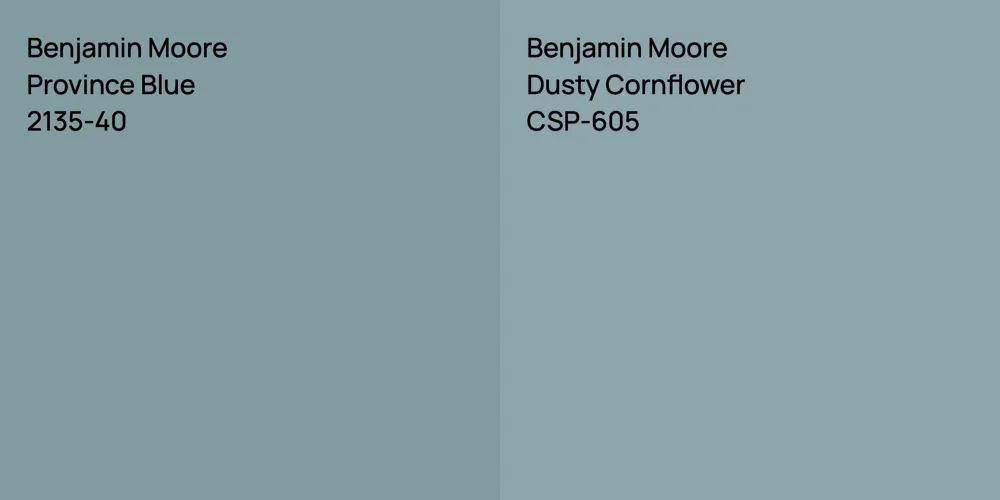 Benjamin Moore Province Blue vs. Benjamin Moore Dusty Cornflower