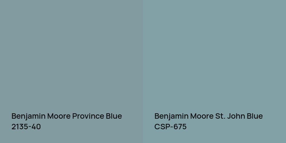 Benjamin Moore Province Blue vs. Benjamin Moore St. John Blue