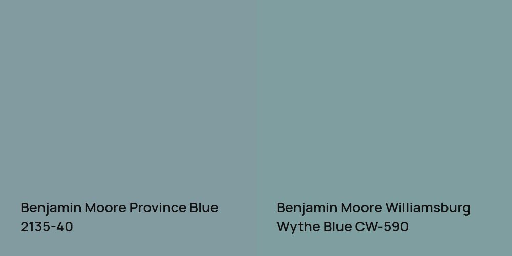 Benjamin Moore Province Blue vs. Benjamin Moore Williamsburg Wythe Blue