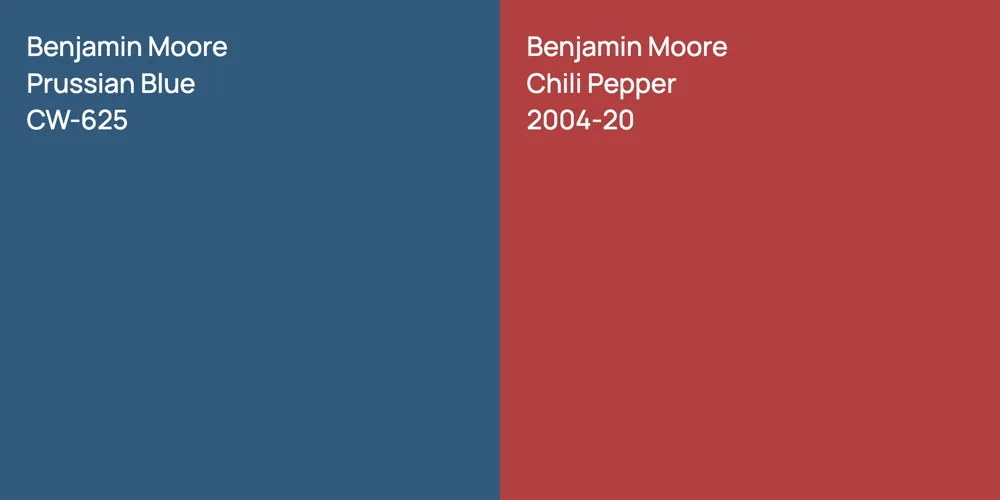 Benjamin Moore Prussian Blue vs. Benjamin Moore Chili Pepper