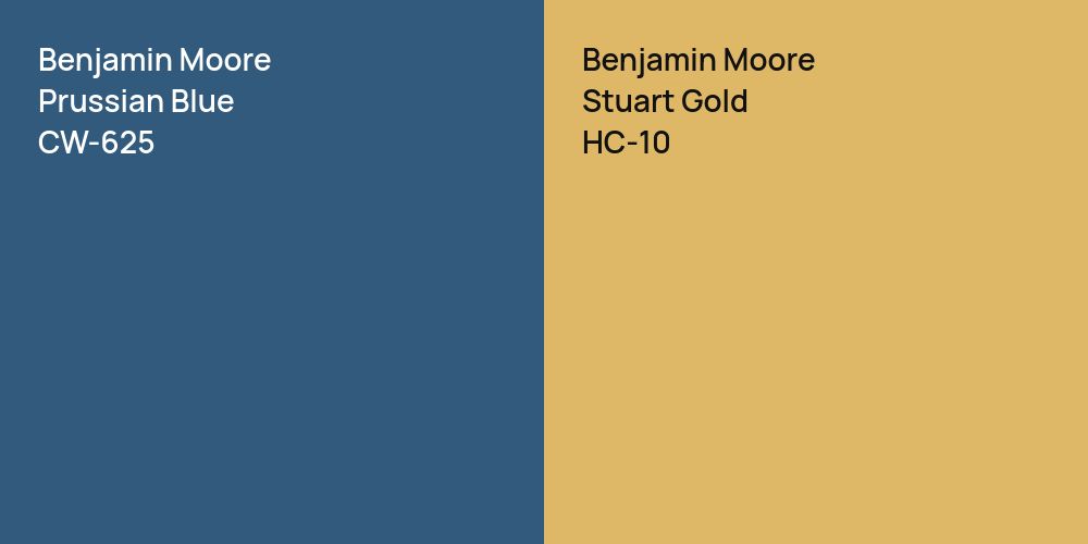 Benjamin Moore Prussian Blue vs. Benjamin Moore Stuart Gold