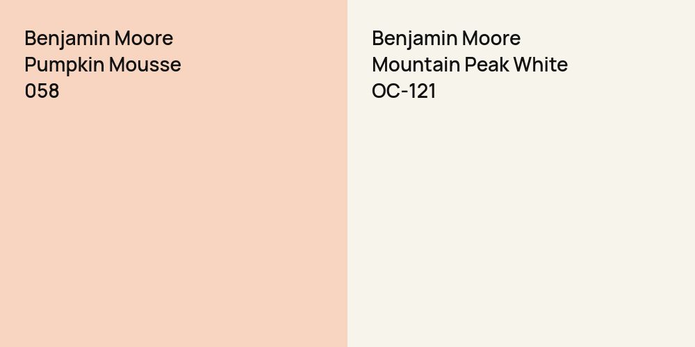 Benjamin Moore Pumpkin Mousse vs. Benjamin Moore Mountain Peak White