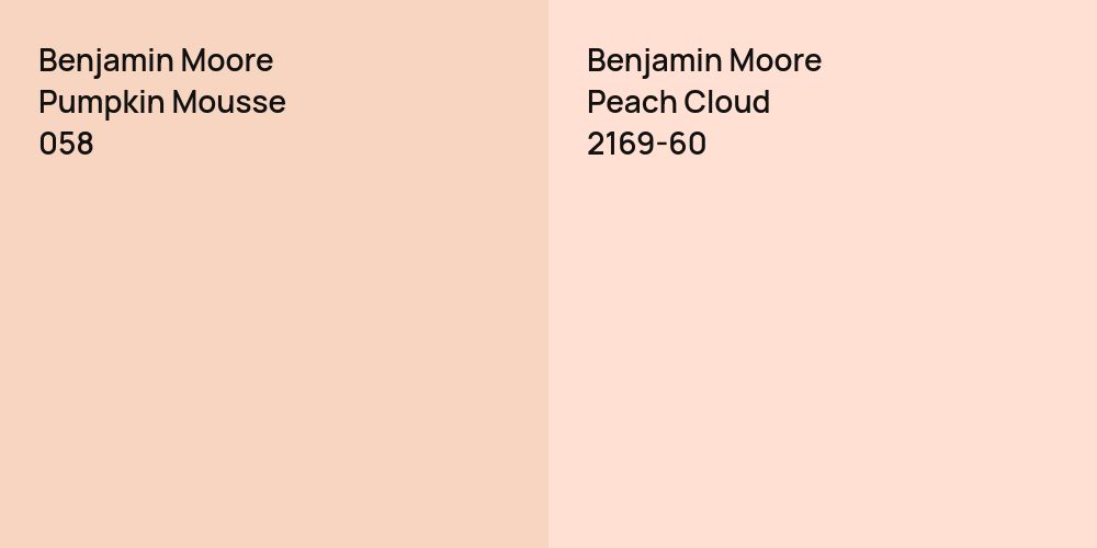 Benjamin Moore Pumpkin Mousse vs. Benjamin Moore Peach Cloud